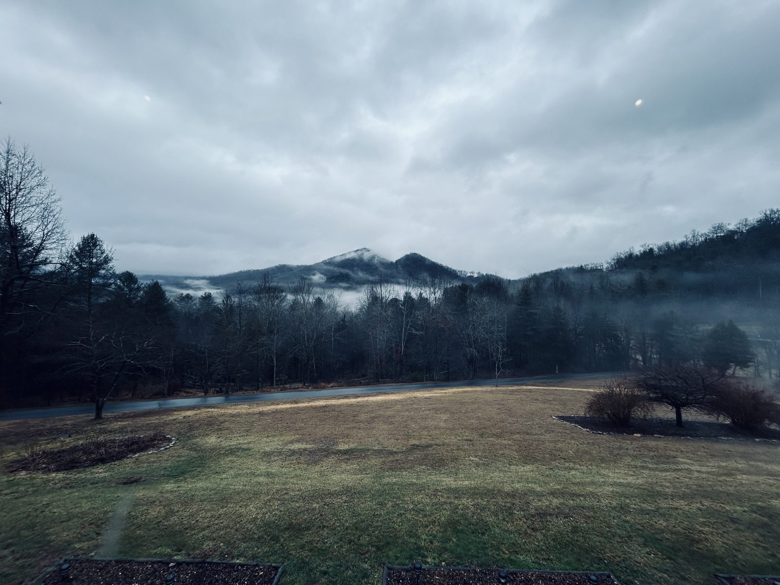 A fallow winter field at dusk